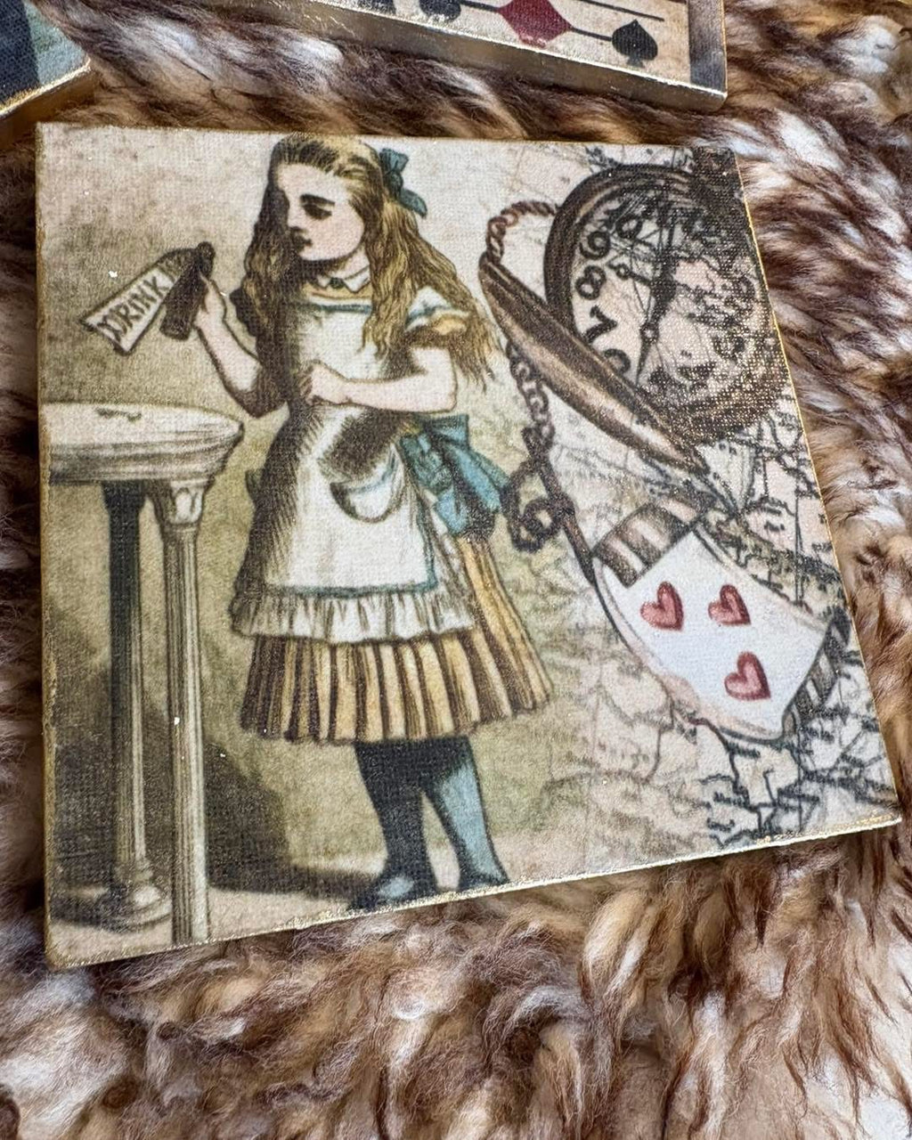 Alice in Wonderland Inspired Upcycled Ceramic Tiles – Set of 3