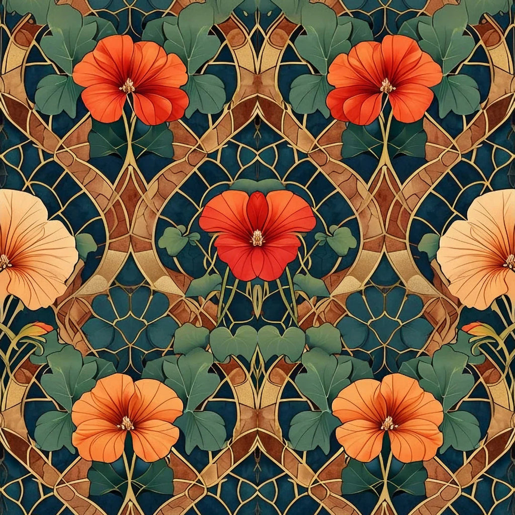 Decoupage Paper - STAINED GLASS BLOSSOMS - Mint by Michelle