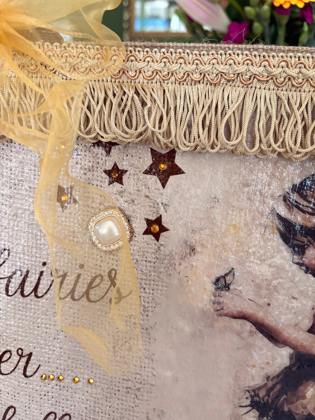 ✨ Where Fairies Wander – Hand-Decoupaged Burlap Bag ✨