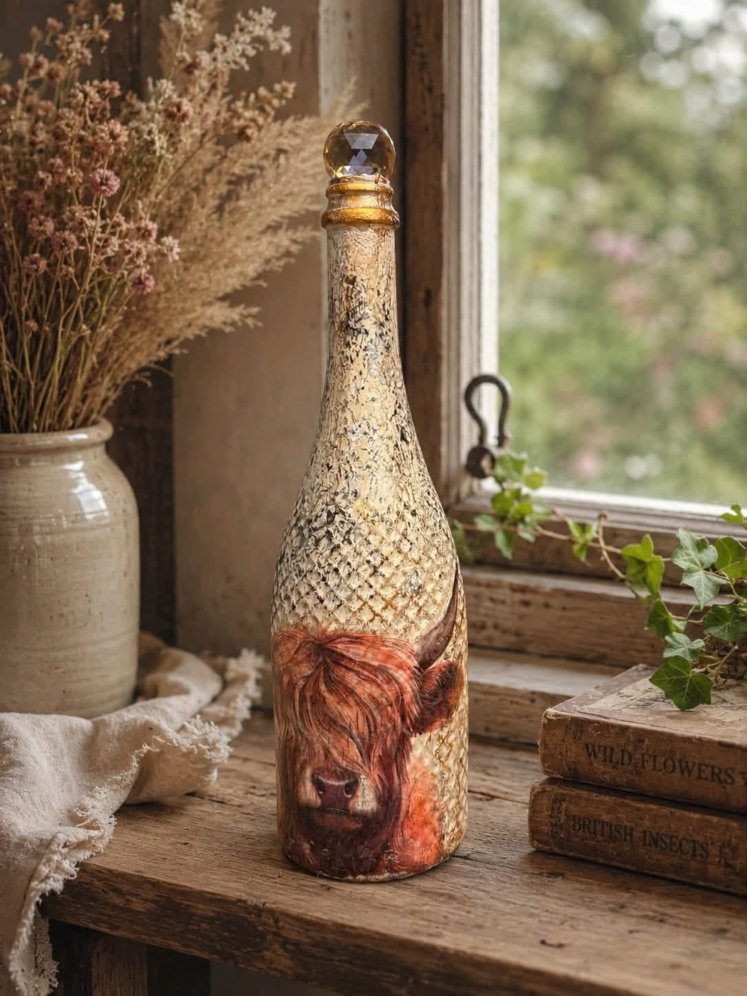 Highland Cow Decorative Bottle – One of a Kind 🐮✨