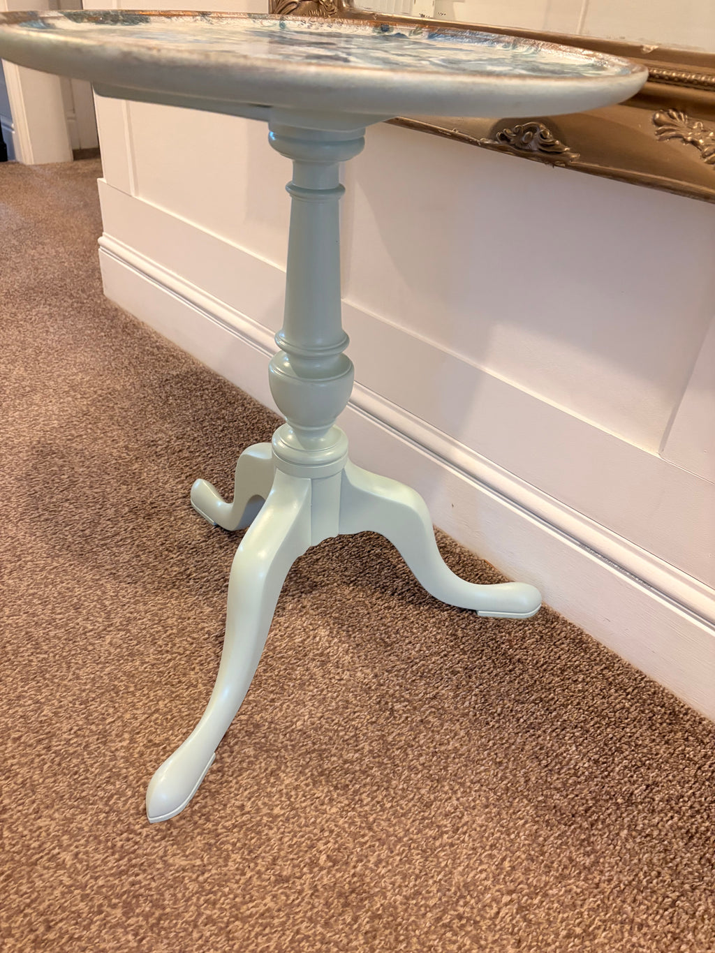 Indigo Bloom – Statement Upcycled Side Table