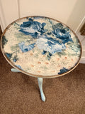 Indigo Bloom – Statement Upcycled Side Table