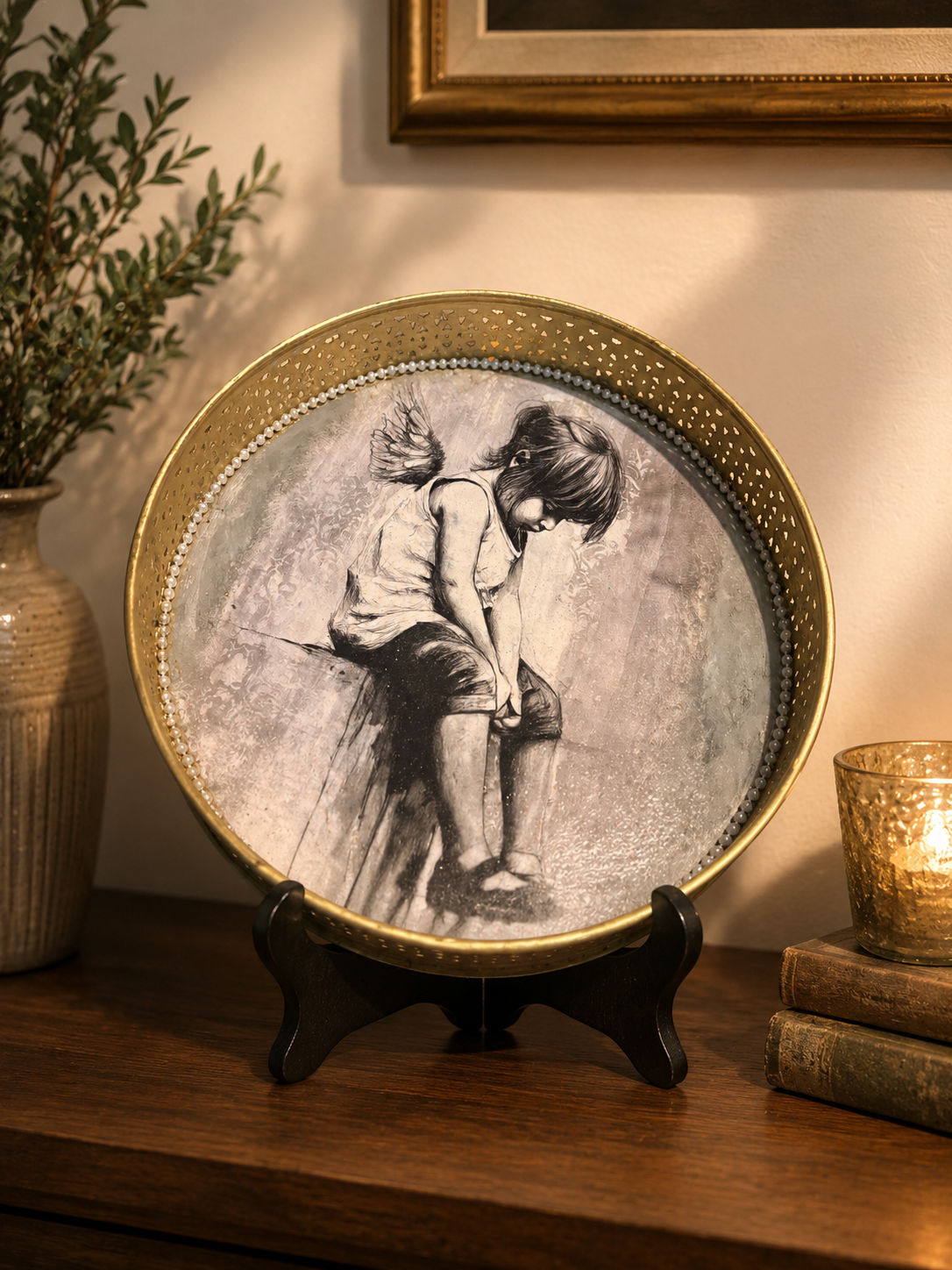Quiet Reflections Decoupaged Tray