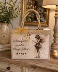 ✨ Where Fairies Wander – Hand-Decoupaged Burlap Bag ✨