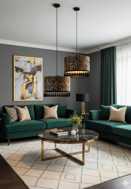 45cm Leopard Print Velvet Light Shade with Black Tassel Trim